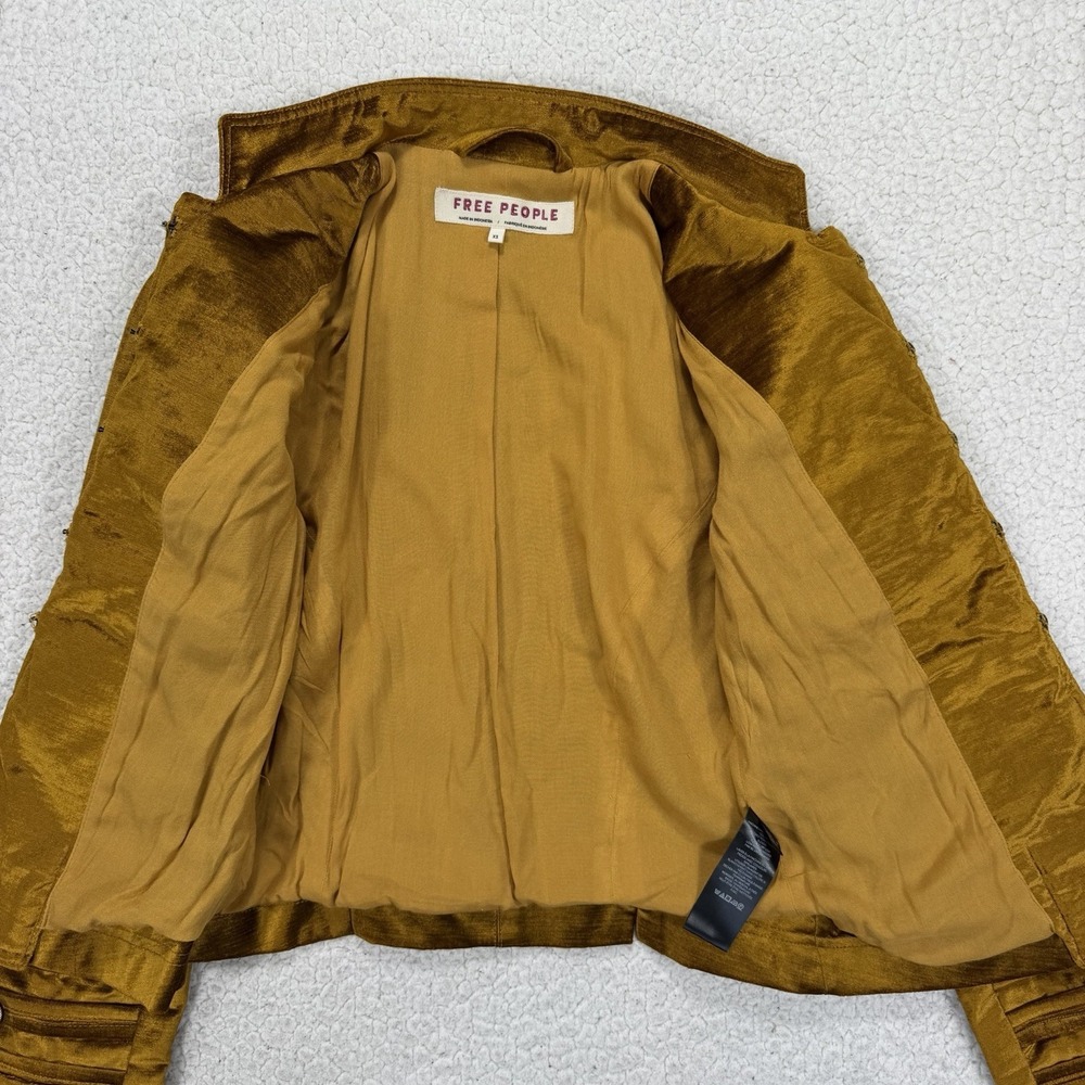 Free People Military Napoleon Jacket Women's XS Gold Boho Festival Steampunk - Picture 8 of 15